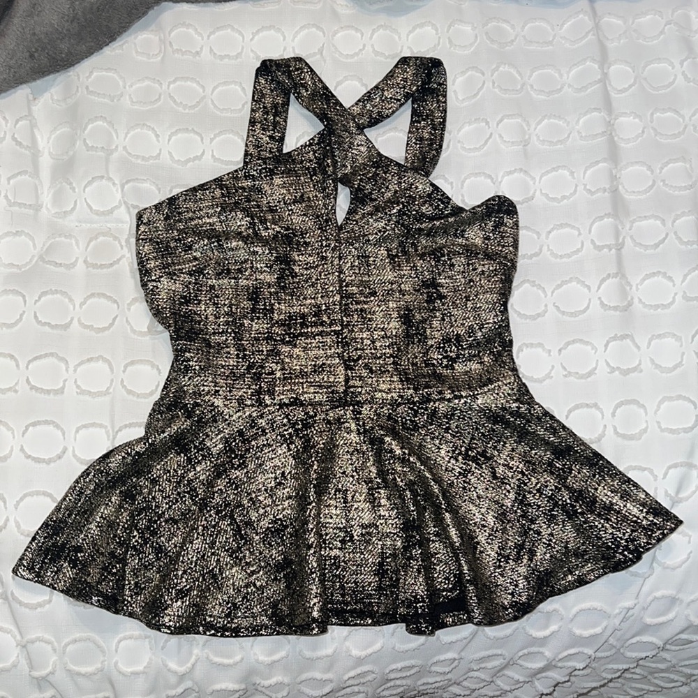 Black & metallic gold fabric… fun for a Night Out Blouse